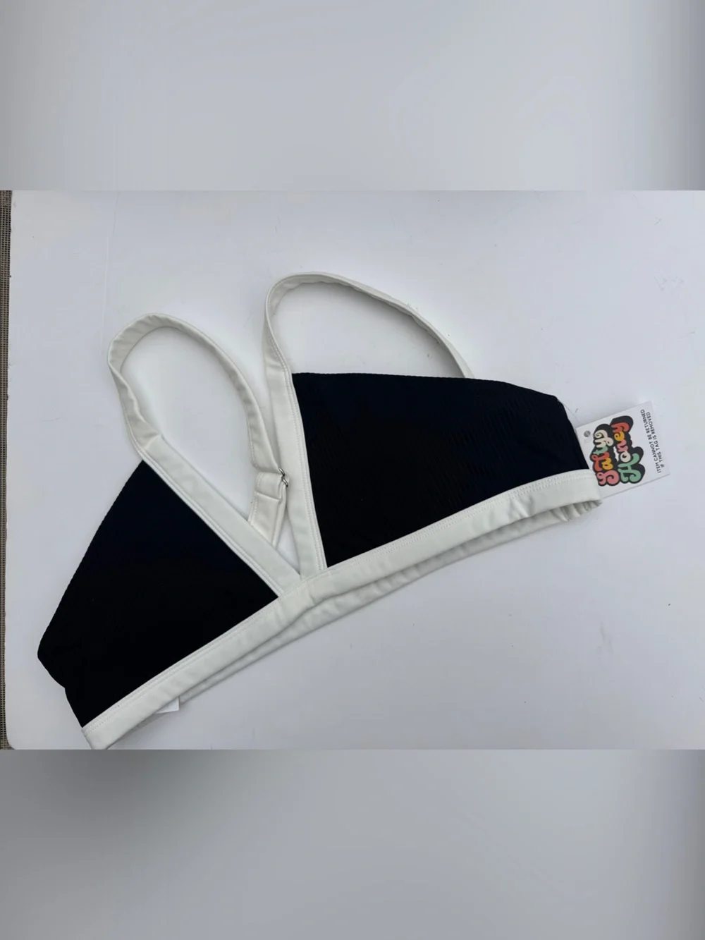 Salty Honey Black & White Triangle Bikini Top